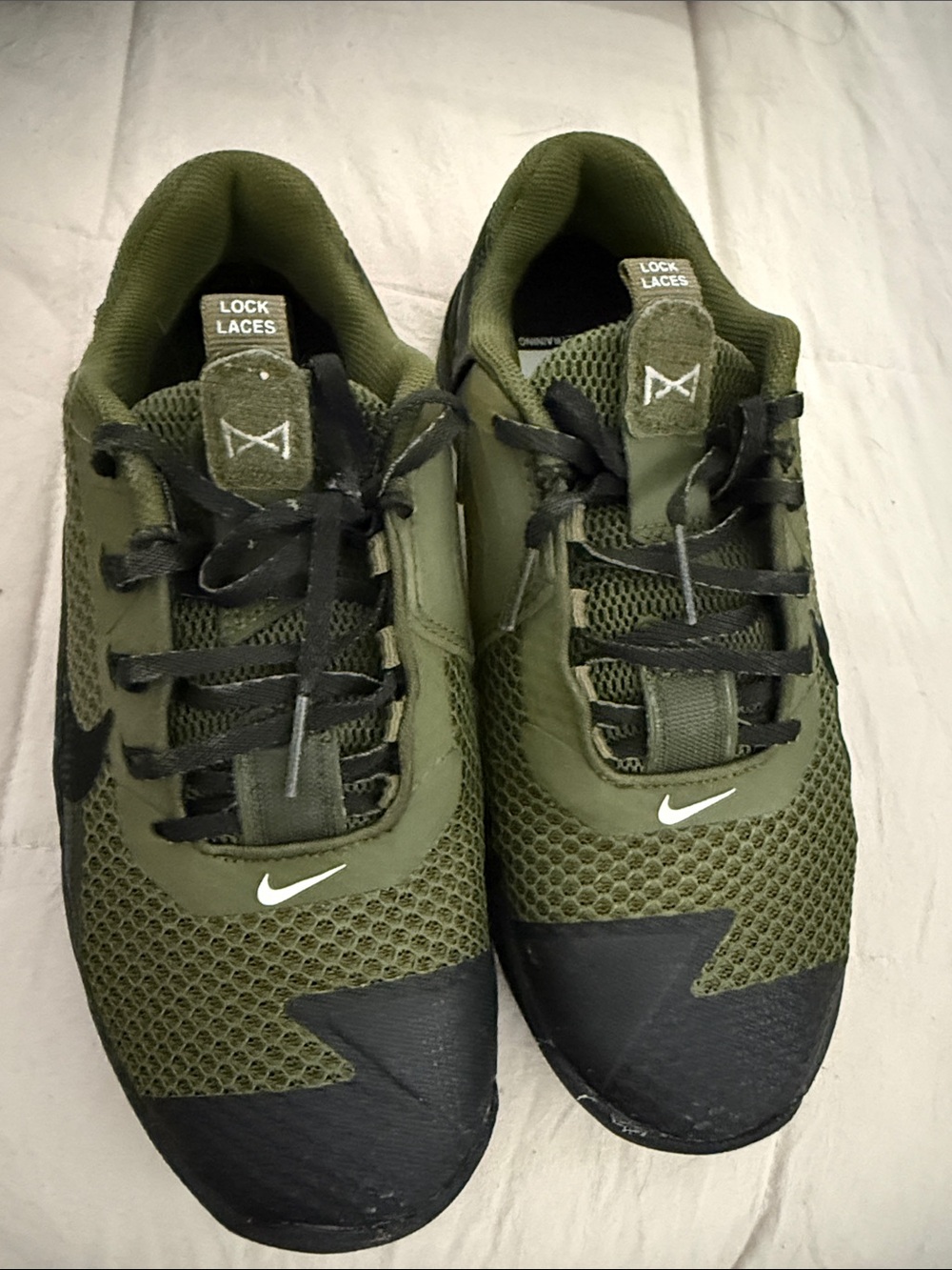 Nike Olive Green and Black Women's Athletic Sneakers Metcon